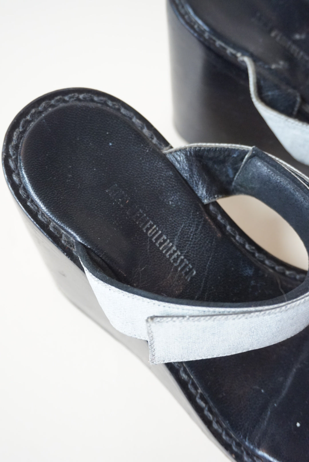 Ann Demeulemeester Vintage Velcro Strap Black/White Wedges - 37
