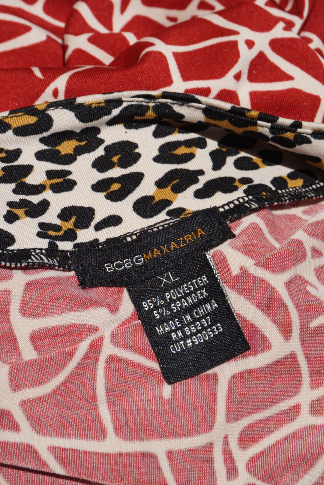 "BCBGMAXAZARIA" Vintage Stretch Animal Print Wrap Dress - Size XL