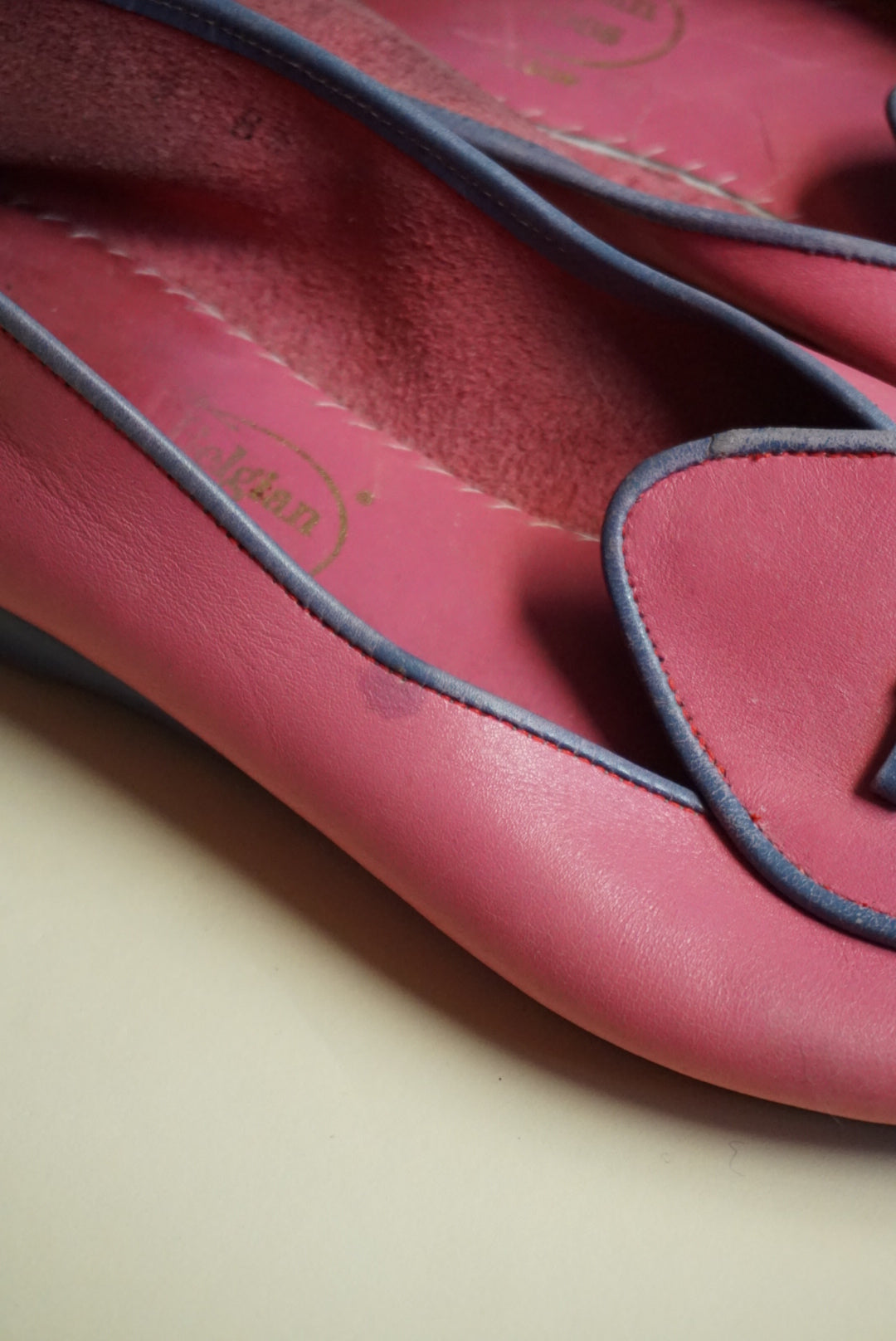 "Belgian Shoes" Pink/Purple Leather Midinette Loafers - Size 8.5