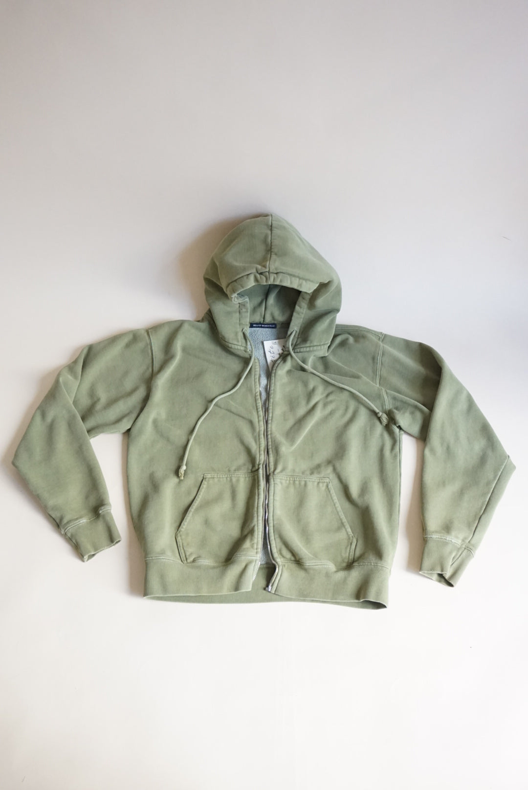 Brandy Melville Hoodie Green Oversized Heavyweight Zip Up Fade - Size One Size