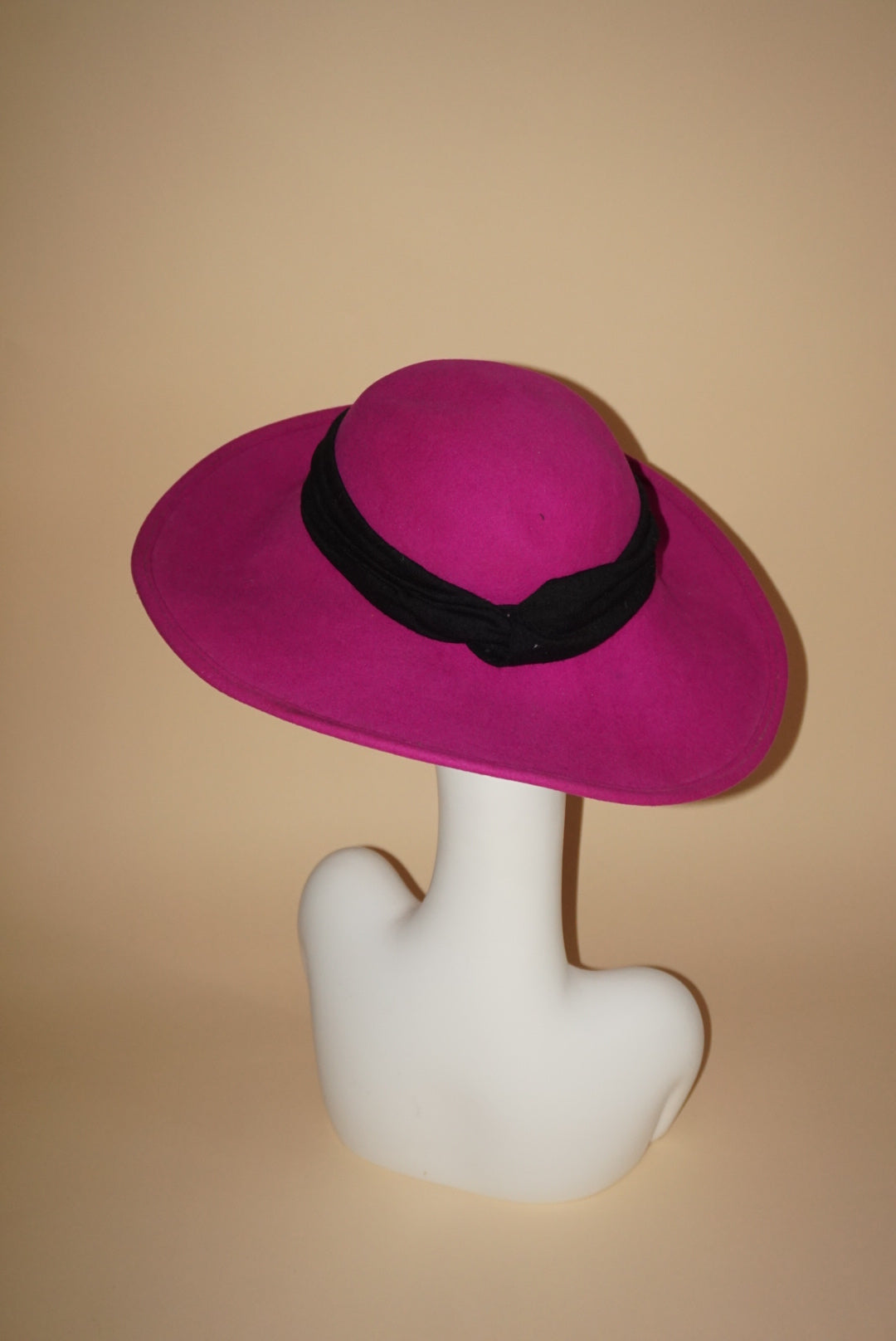 Vintage 1980's Liz Claiborne Magenta Wide Brim Derby Hat