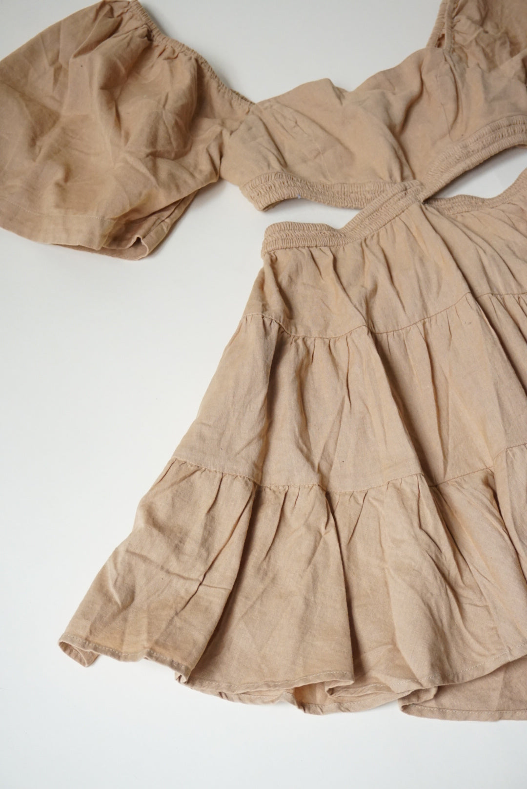 Free People Cross of Sunlight Mini Tan Cotton Dress NWT - Size XS