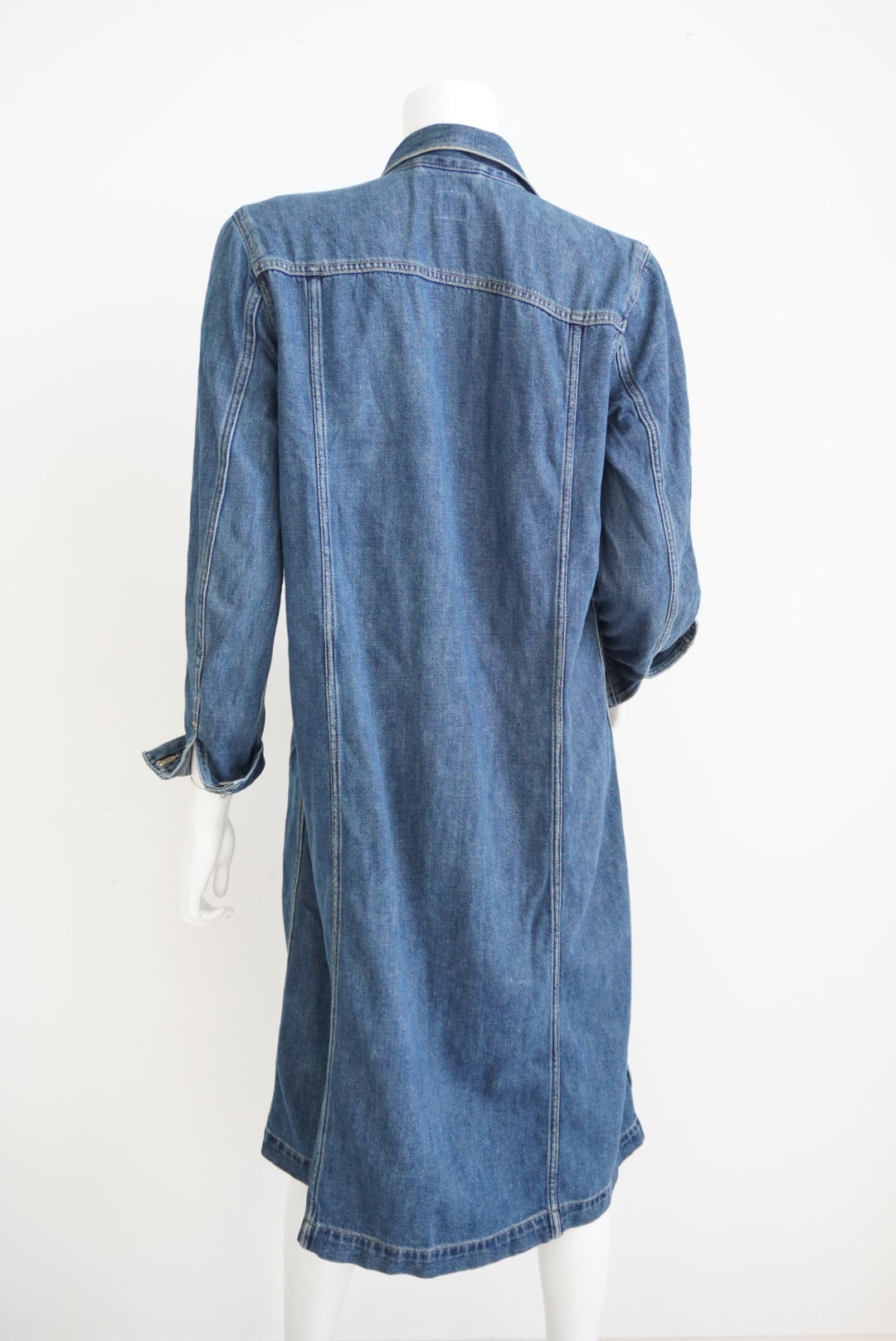 Gap Denim Blue Button Up Collared Dress / Longline Jacket- Size Large