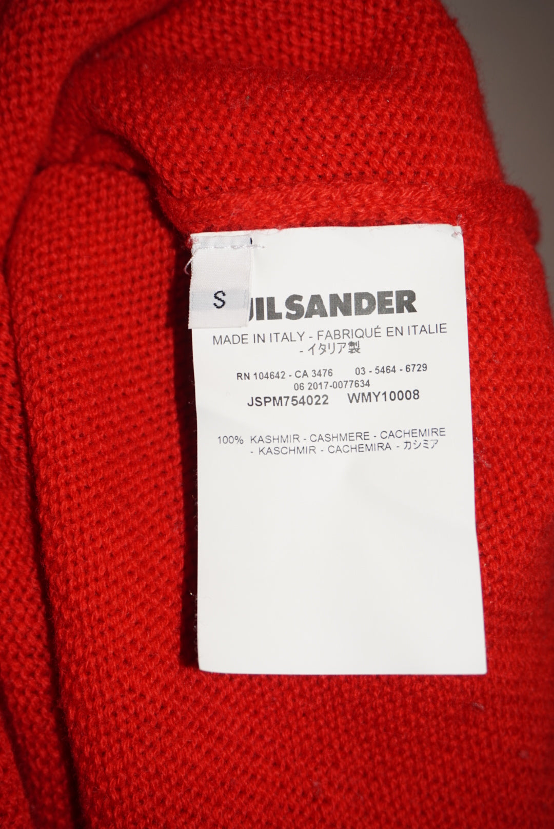 "Jil Sander" Red Cashmere Crewneck Oversized Sweater - Size Small