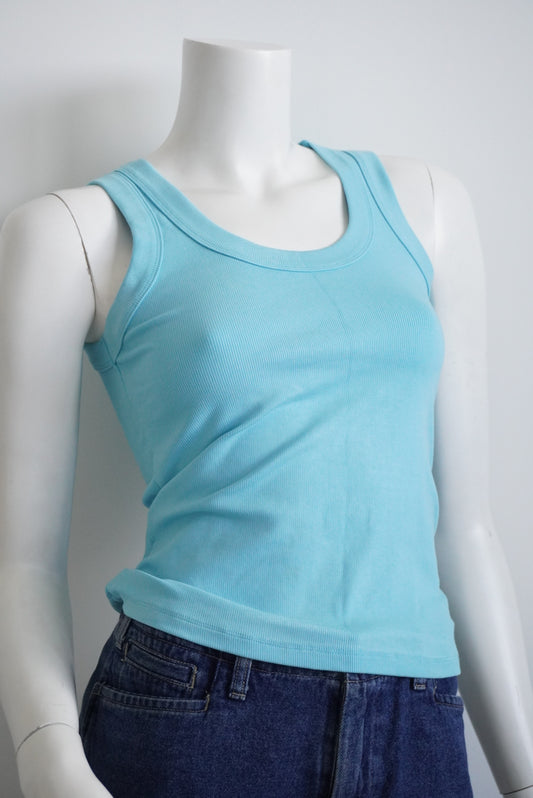 Boston Proper Sky Blue Ribbed Knit Sleeveless Tank - Size Small