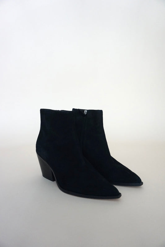 “Paige” “Laney” Black Suede Western Booties - Size  7