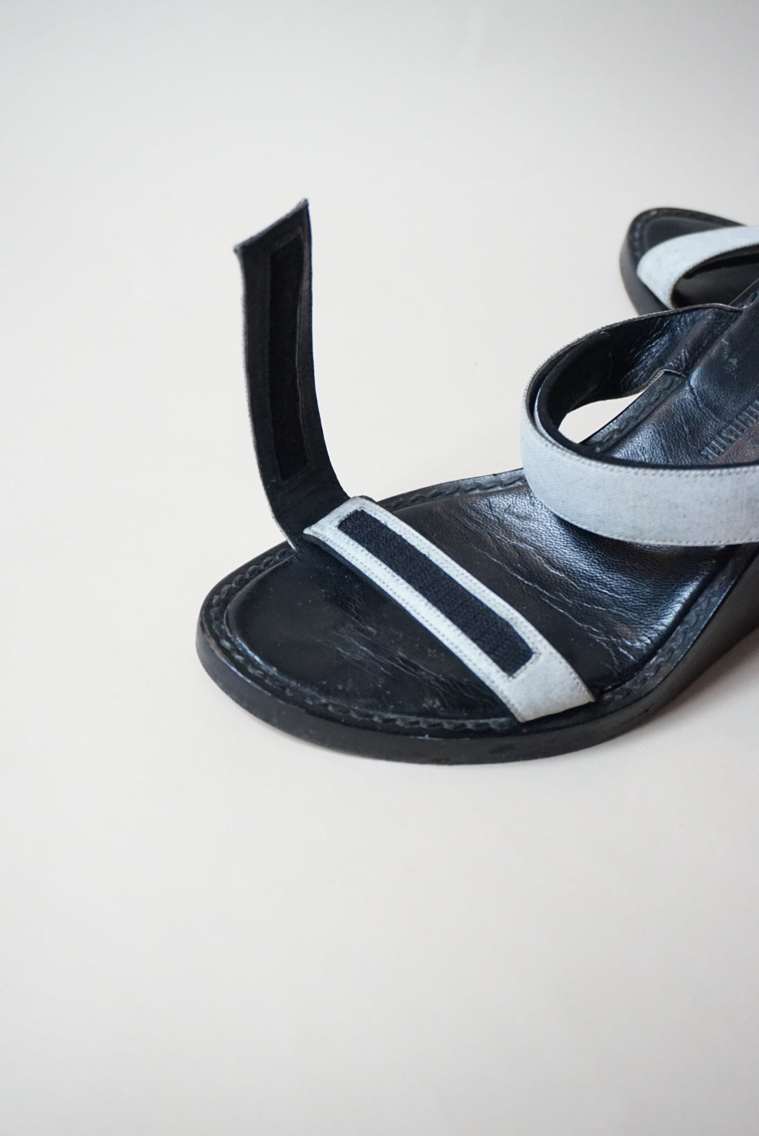 Ann Demeulemeester Vintage Velcro Strap Black/White Wedges - 37