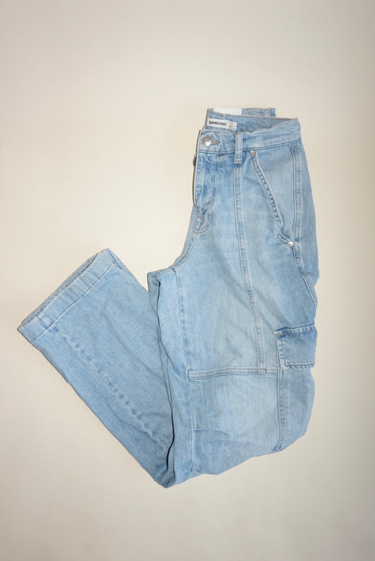 Jonathan Simkhai "Simkhai" Light Wash Cargo Jeans - Size 25