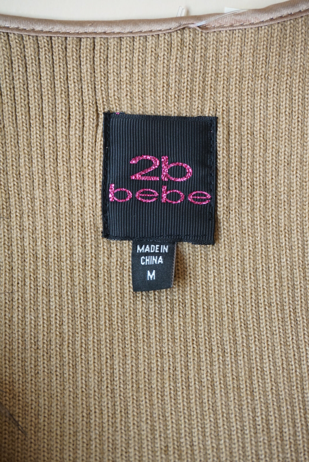 2B Bebe Faux Fur Brown Ribbed Knit Vest - Size Medium