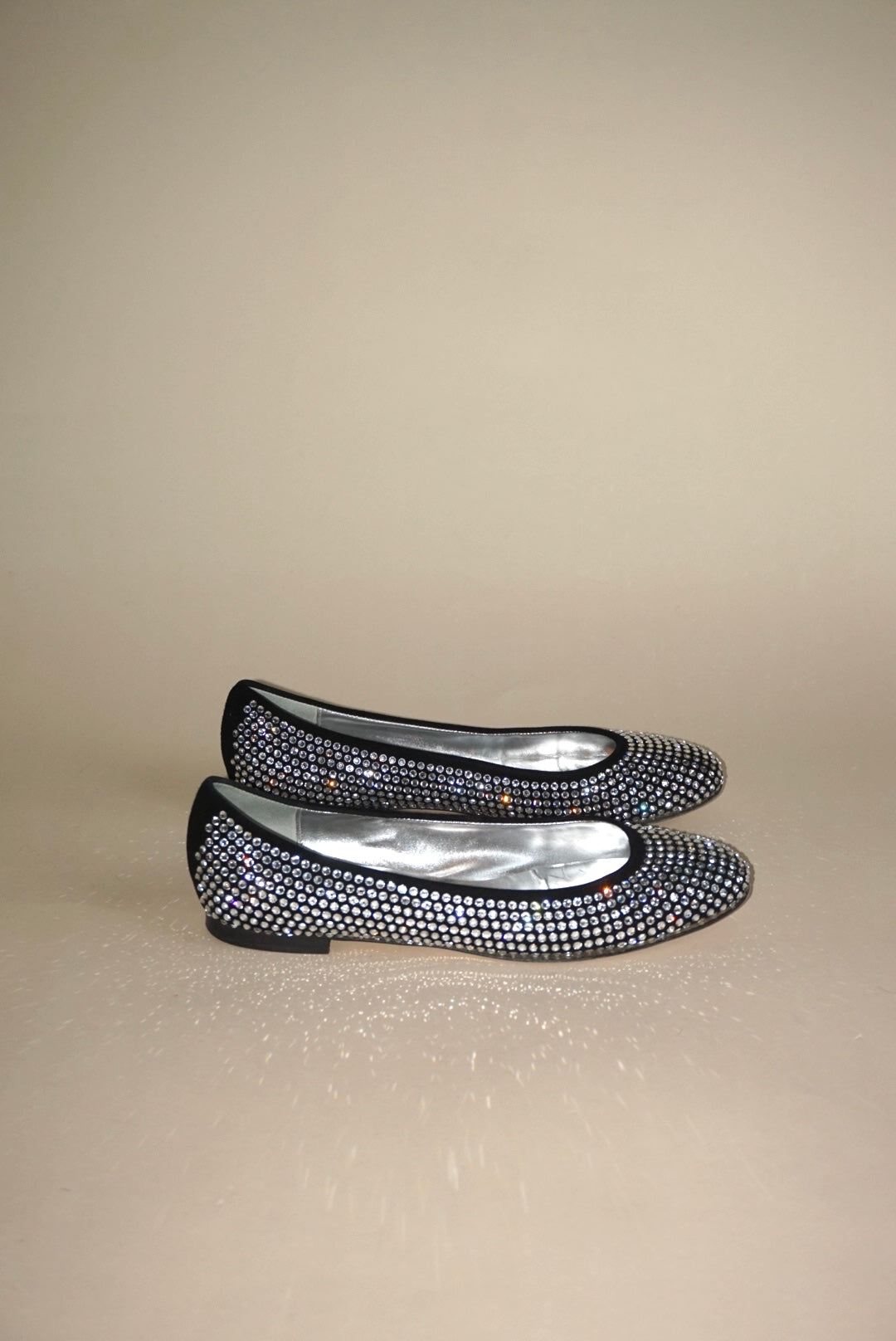 Andrea Carrano Black Rhinestone Ballet Flat - Size 40