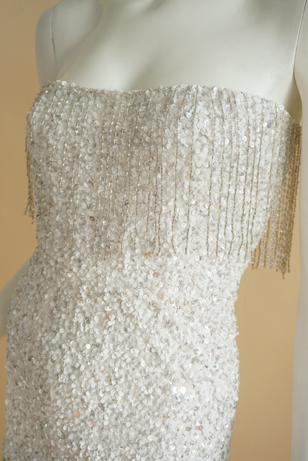 Retrofete Revolve White Mini Sequin Strapless Cassandra Dress - Size XS