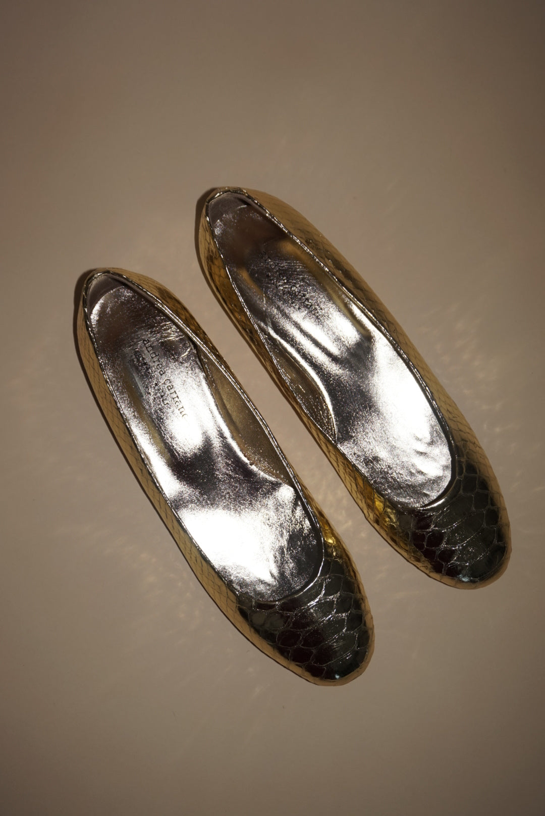 “Andrea Carrano” Gold Snake Ballet Flats NWOT- Size 40