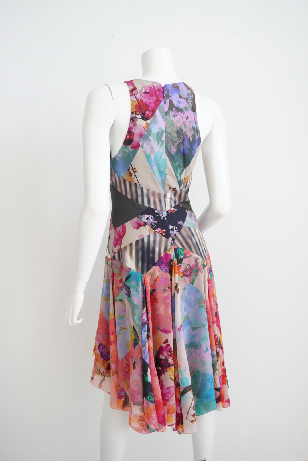 Nicole Miller Atelier Multicolor Patchwork Fairy Silk Blend Dress - Size 4