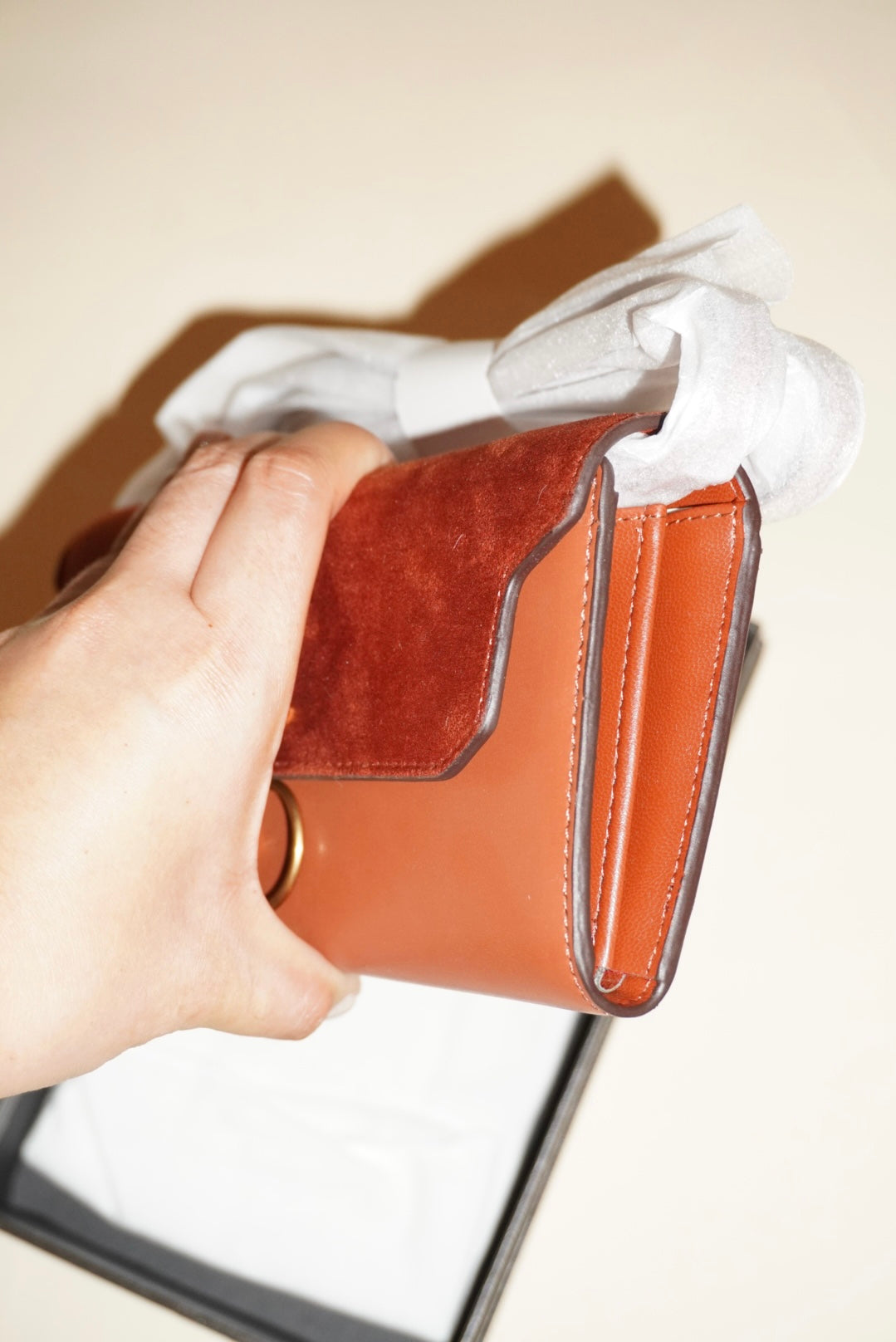 Charles & Keith Suede Orange Crossbody Tassle Wallet NIB NWT