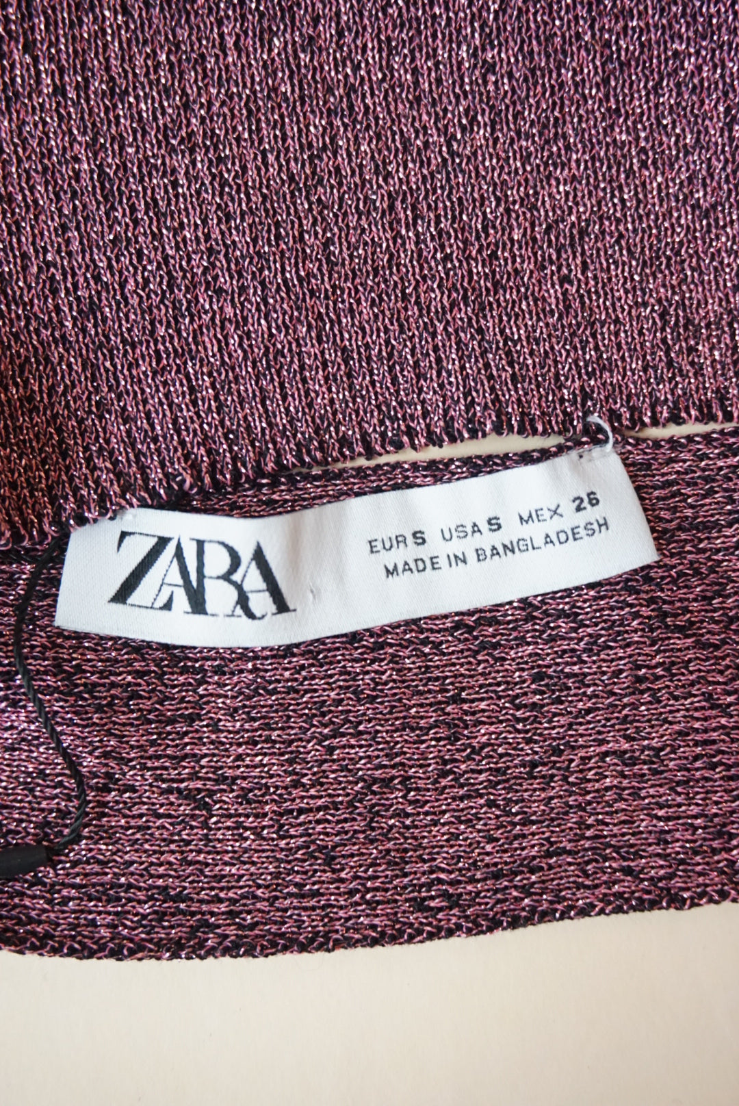 Zara Glitter Open Back Ribbed Knit Halter Top - Size Small