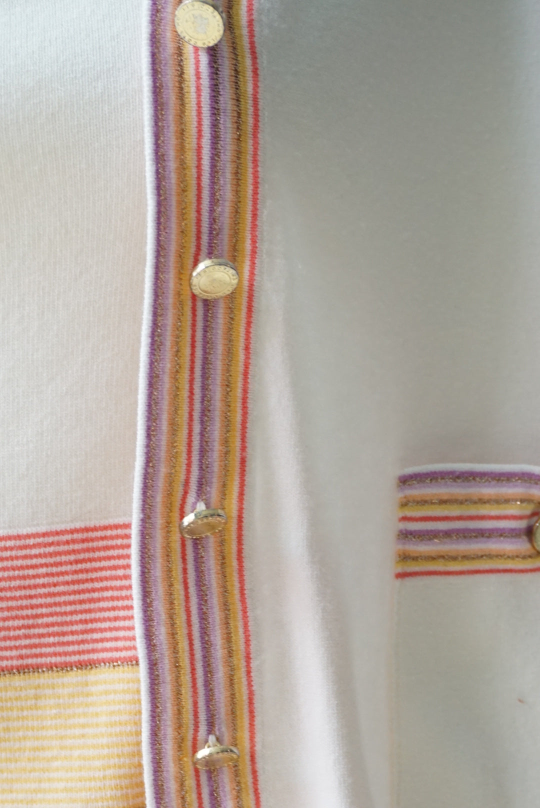 Les Copains Striped Ivory Vintage Pastel Cardigan Set - Size 40 IT