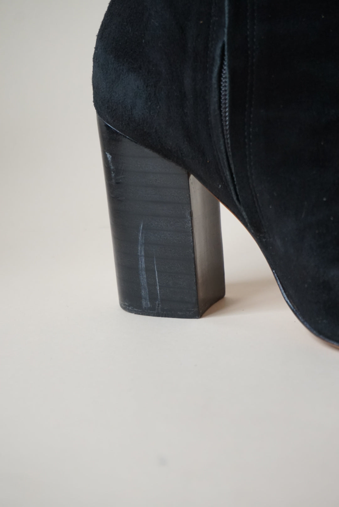 Schutz Ravan Black Block Heel Suede Booties - Size 7.5