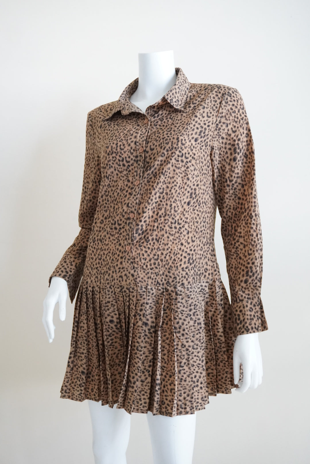 Missguided Leopard Drop Waist Accordion Skirt Dress - Size 8