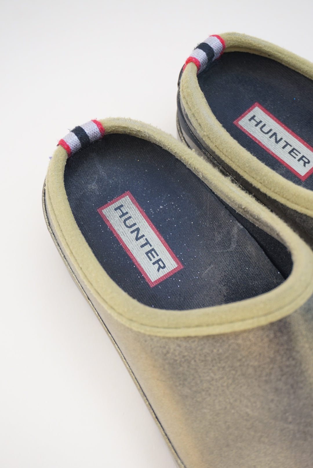 "Hunter" Gold Metallic Play Slip On Clogs - Size 5