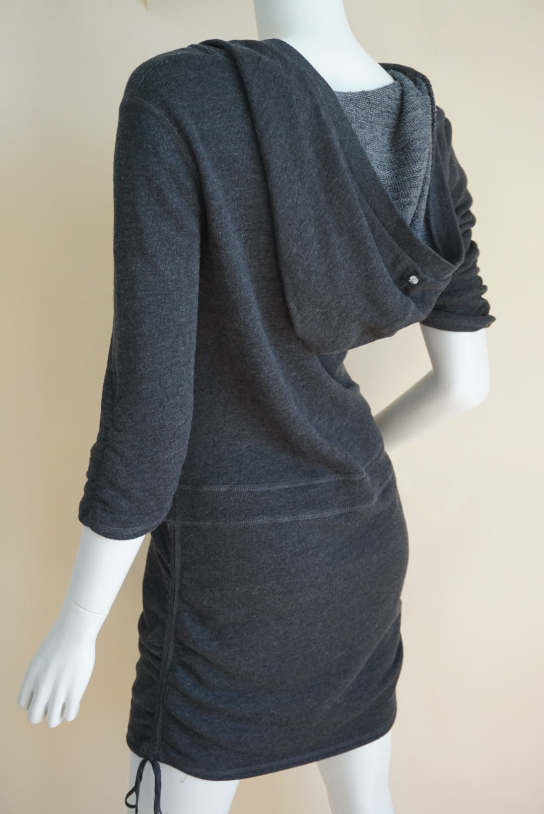 Apple Bottoms Y2K Grey Terry Cloth Mini Rhinestone Hooded Dress - Size Large