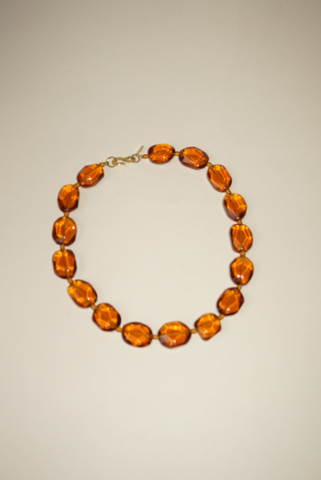 “Kenneth Lane” Vintage Faux Amber Lucite Faceted Stone Statement Necklace