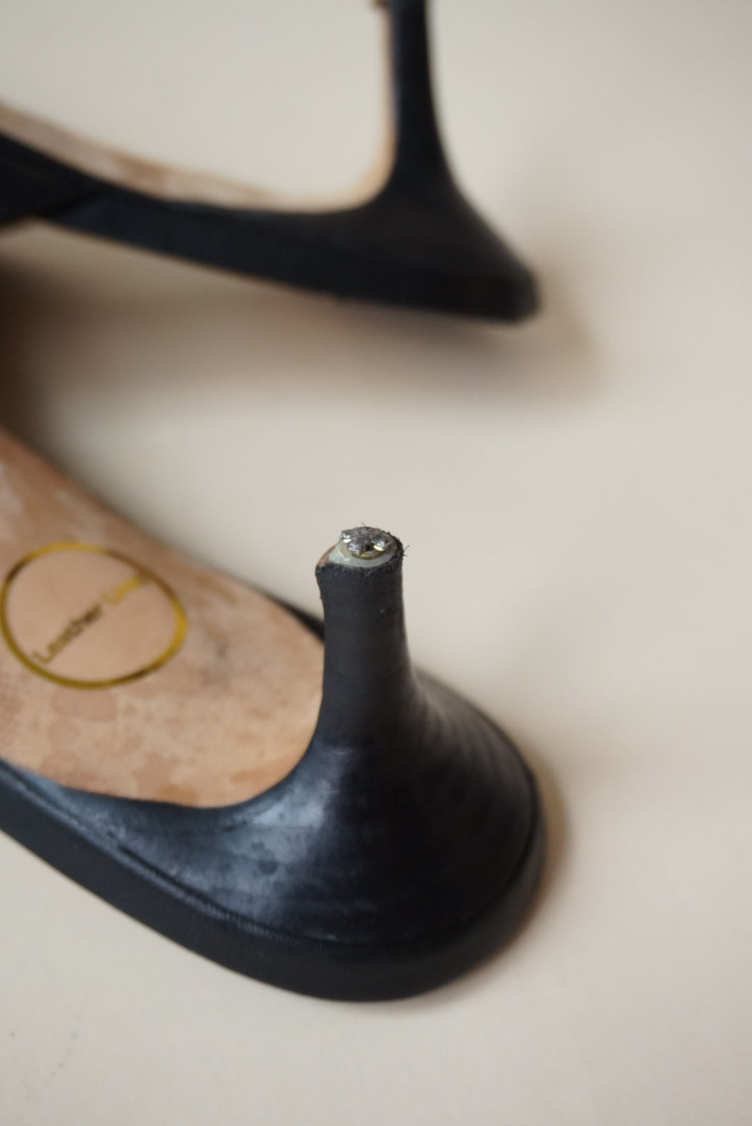 Lauren Ralph Lauren Black Adrienne Leather Mule Kitten Heel - Size 8