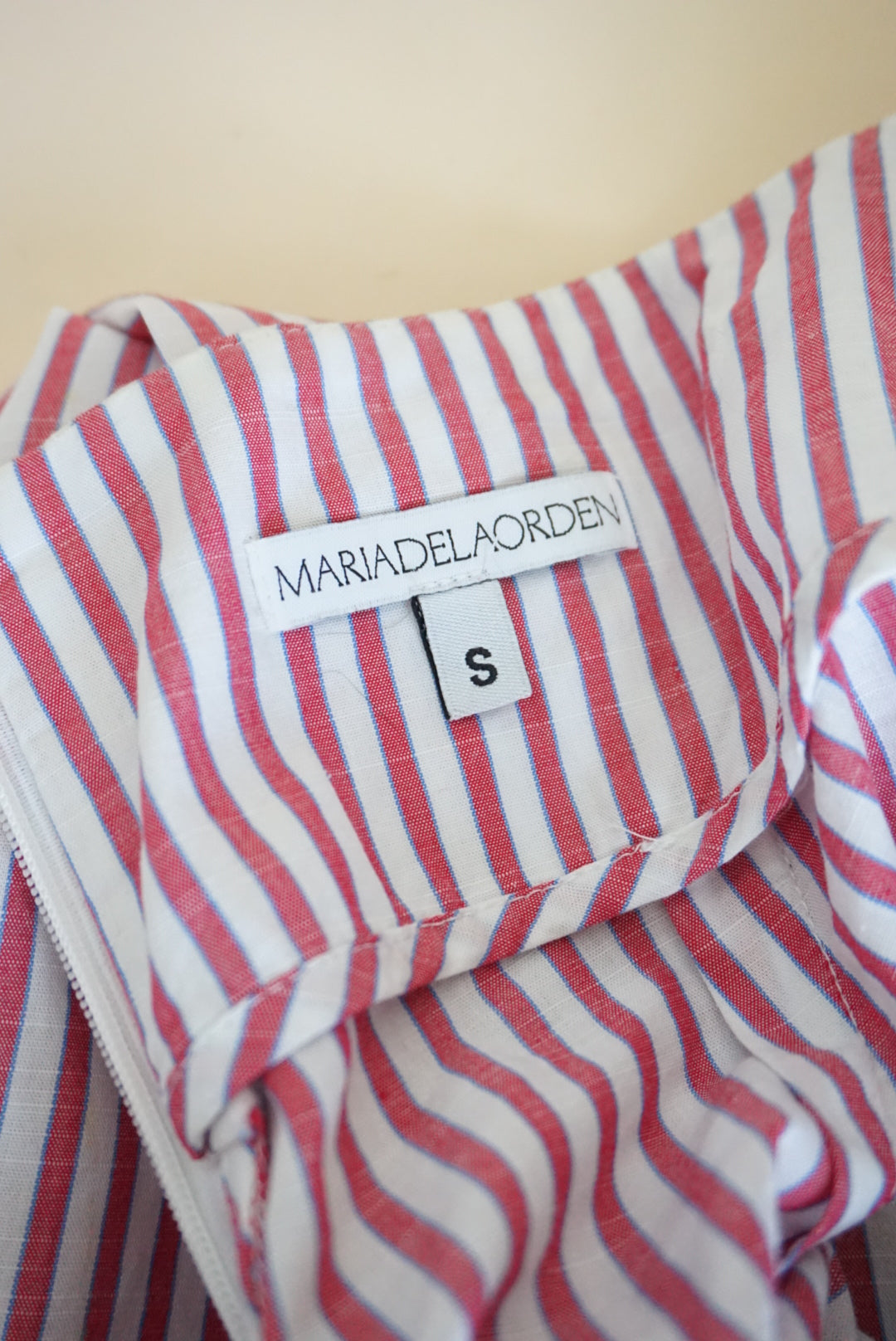 Maria De La Orden Pinstripe Flare Cotton Pants - Size Small
