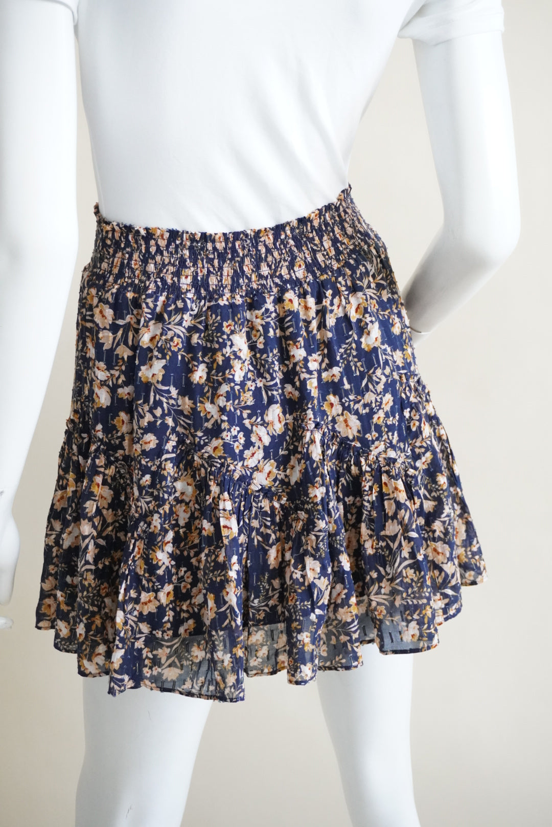 Intermix Floral Shirred Elastic Waistband Mini Skirt - Size Small