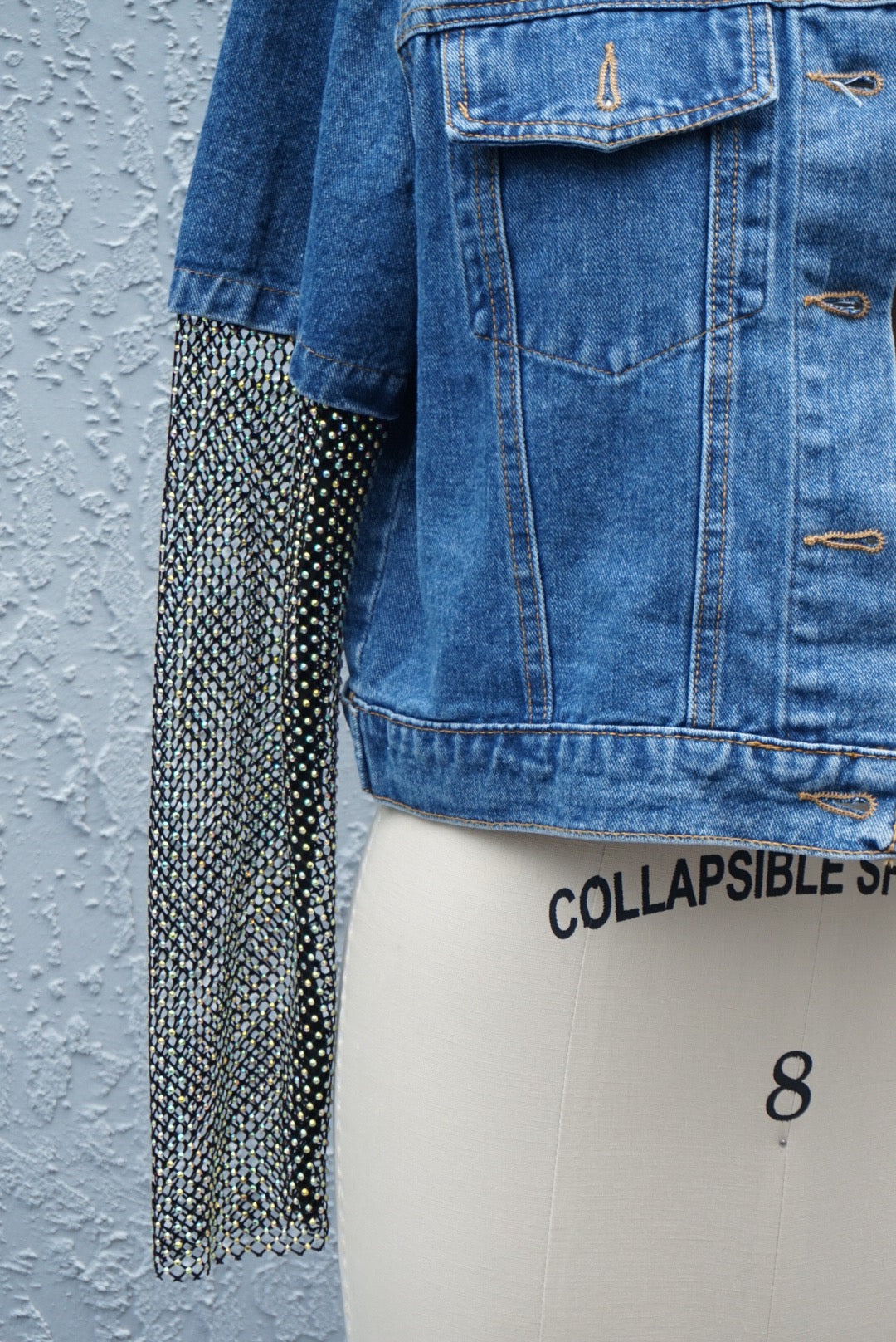 “Mochy” Denim Sleeve Cropped Jacket - Size S/M