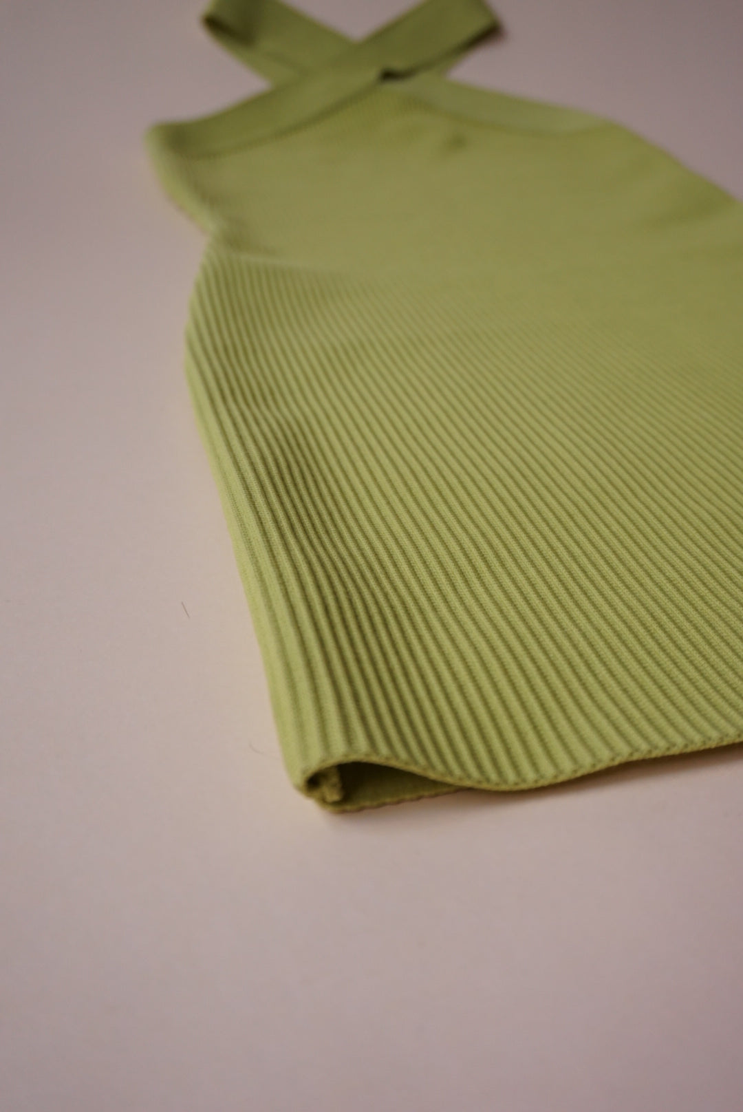 Sincerely Jules Ribbed Knit Lime Green Halter Dress - Size Small