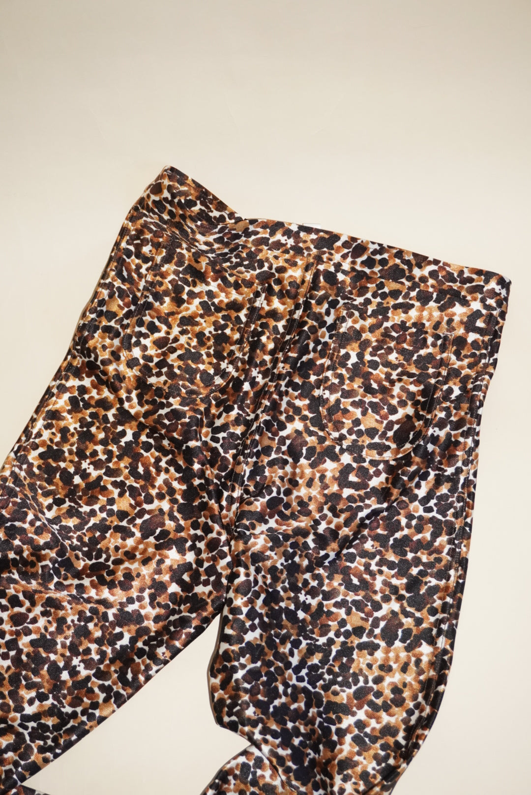 American Apparel Watercolor Leopard Print Disco High Waisted Pants - Size Large