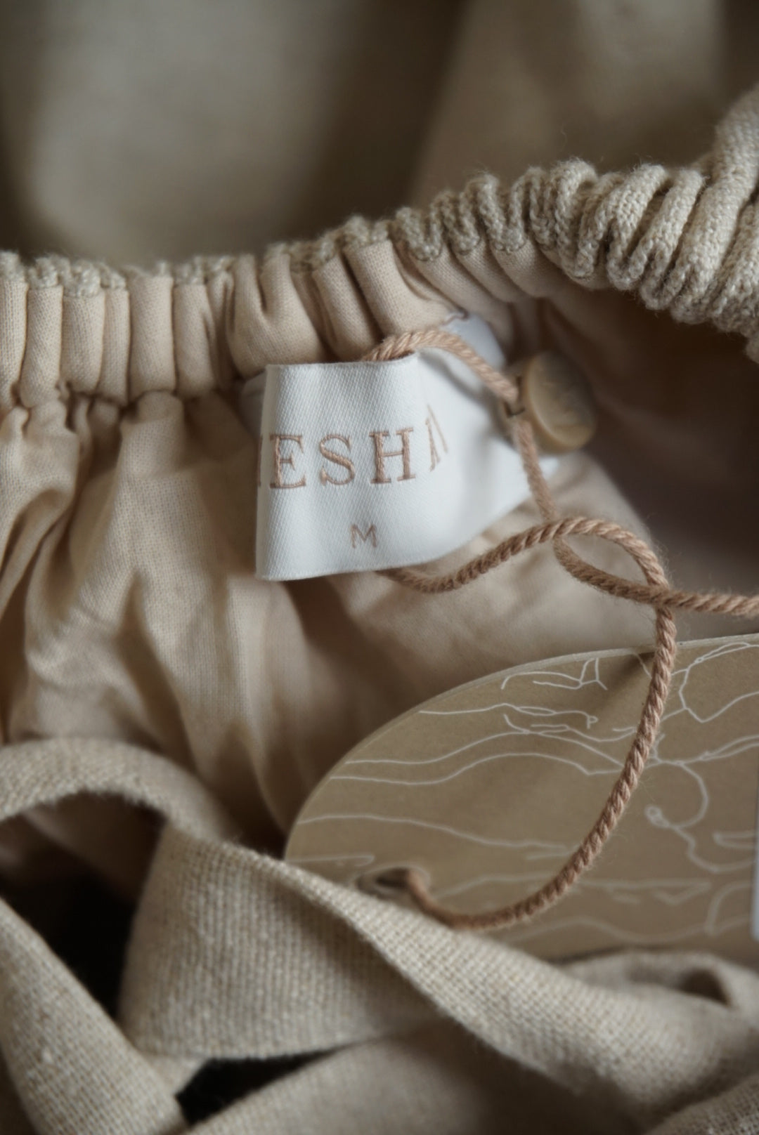 Meshki Siran Puff Sleeve Khaki Corset Linen Mini Dress NWT - Size Medium