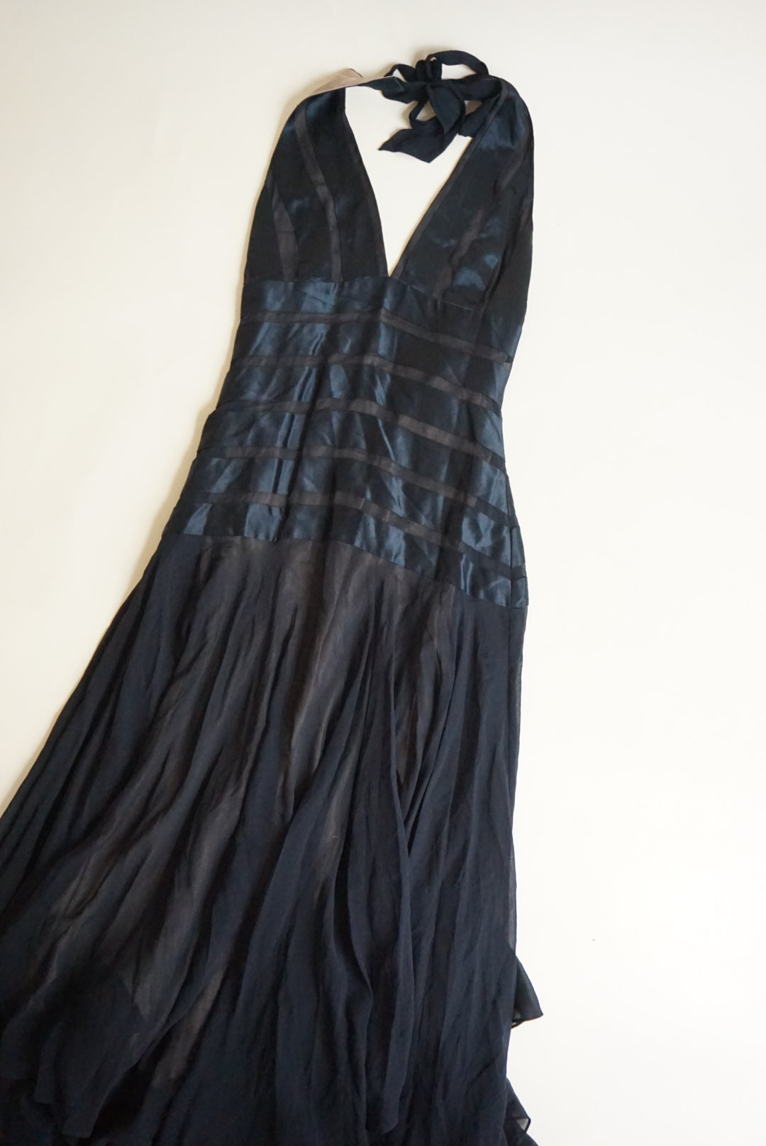 BCBG MAXAZRIA Vintage Black Halter Silk NWT Whimsy Gown - Size 2