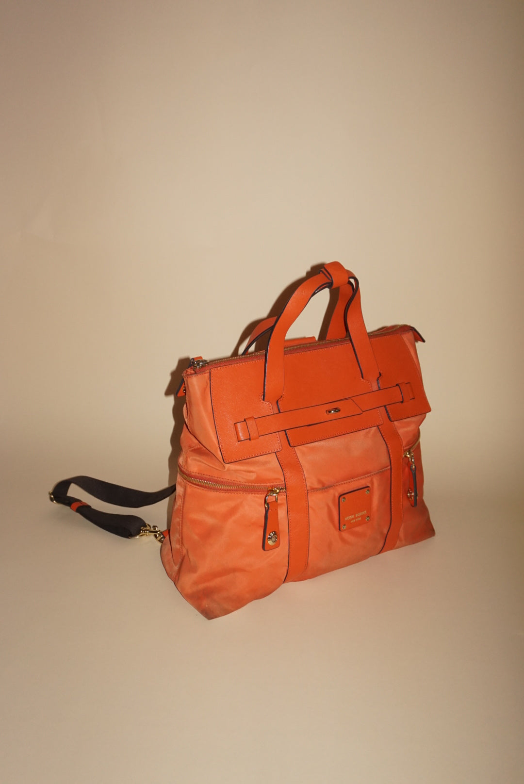 Henri Bendel Nylon Jetsetter Convertible Orange Backpack