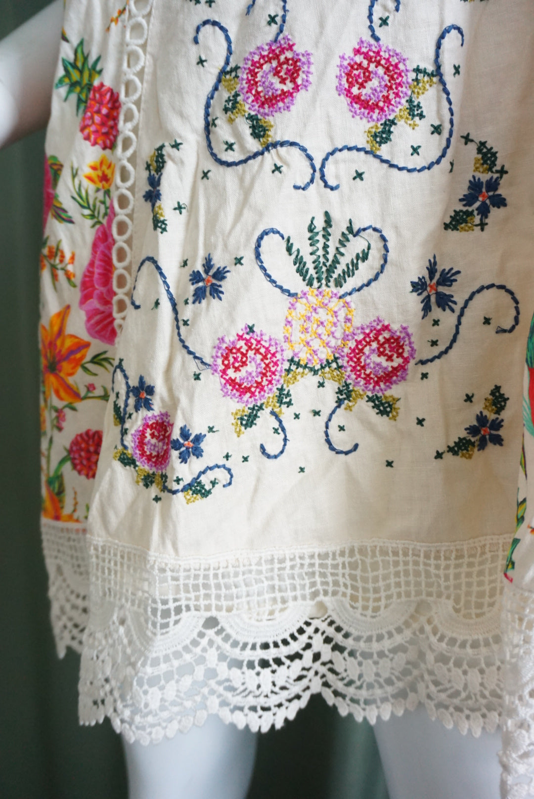 Farm Rio Anthropologie Toucans Garden One Shoulder Embroidered Dress - Size XS