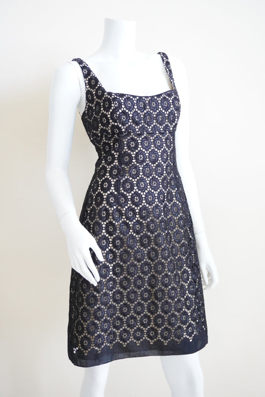 Elie Tahari Black Eyelet Lace Mini Cocktail Dress - Size 6
