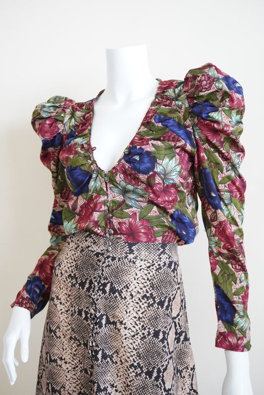 Walter Baker Floral Royal Garden Vanessa Blouse NWT - SIze XS