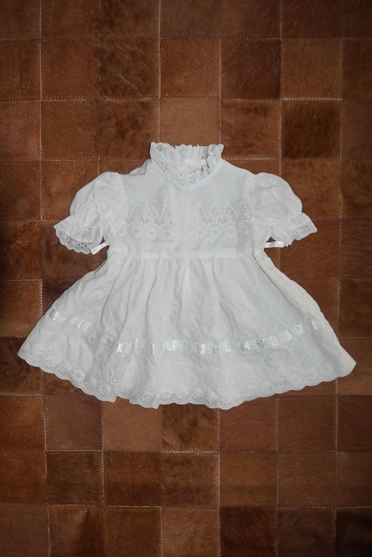Vintage White Eyelet Frilly Baby Dress