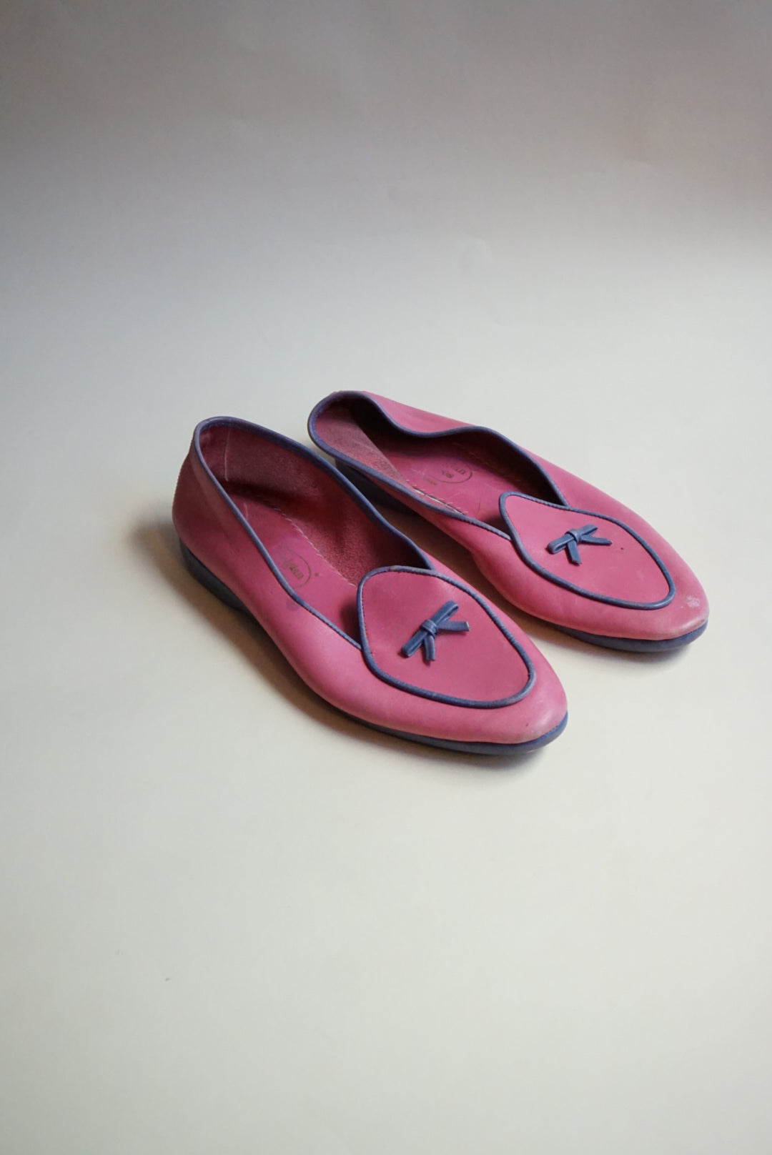"Belgian Shoes" Pink/Purple Leather Midinette Loafers - Size 8.5