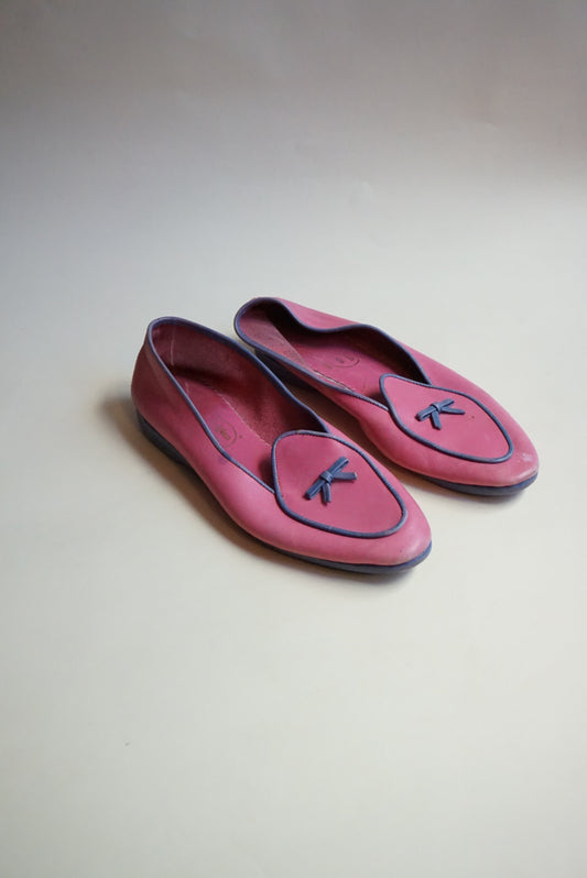 "Belgian Shoes" Pink/Purple Leather Midinette Loafers - Size 8.5