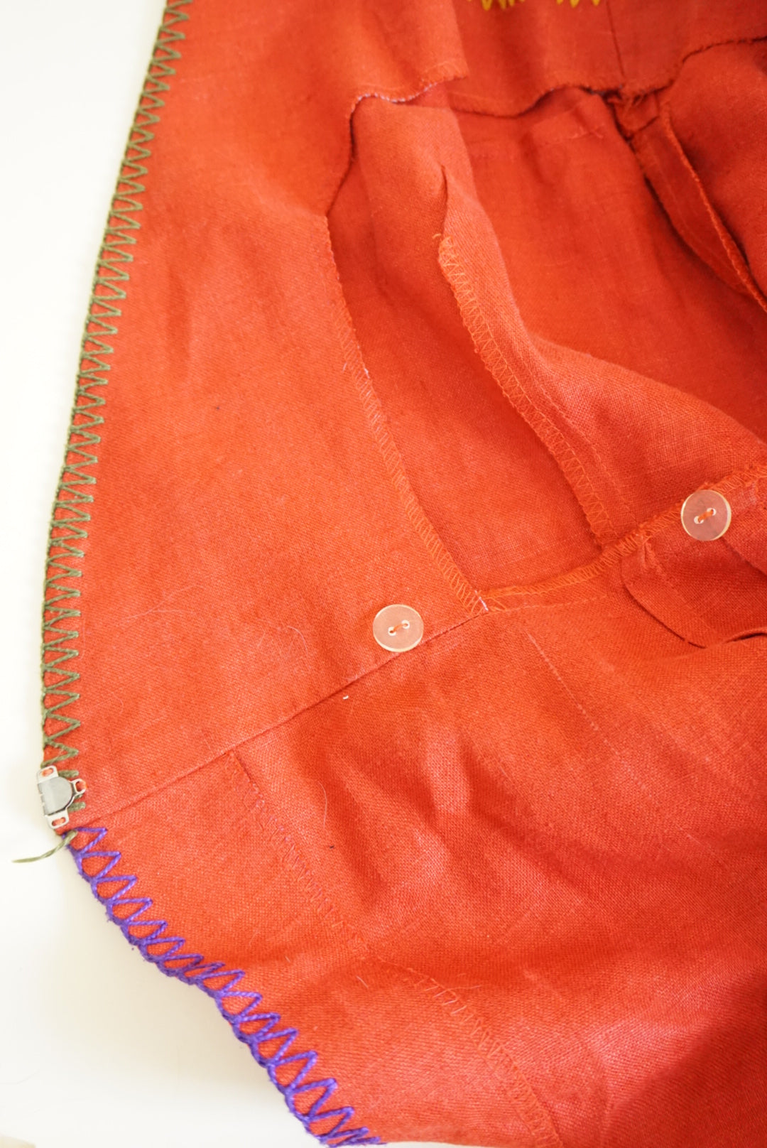 Nicole Miller USA Made VTG Terracotta Linen Colorblock Trim Maxi 90s Dress - Size Small