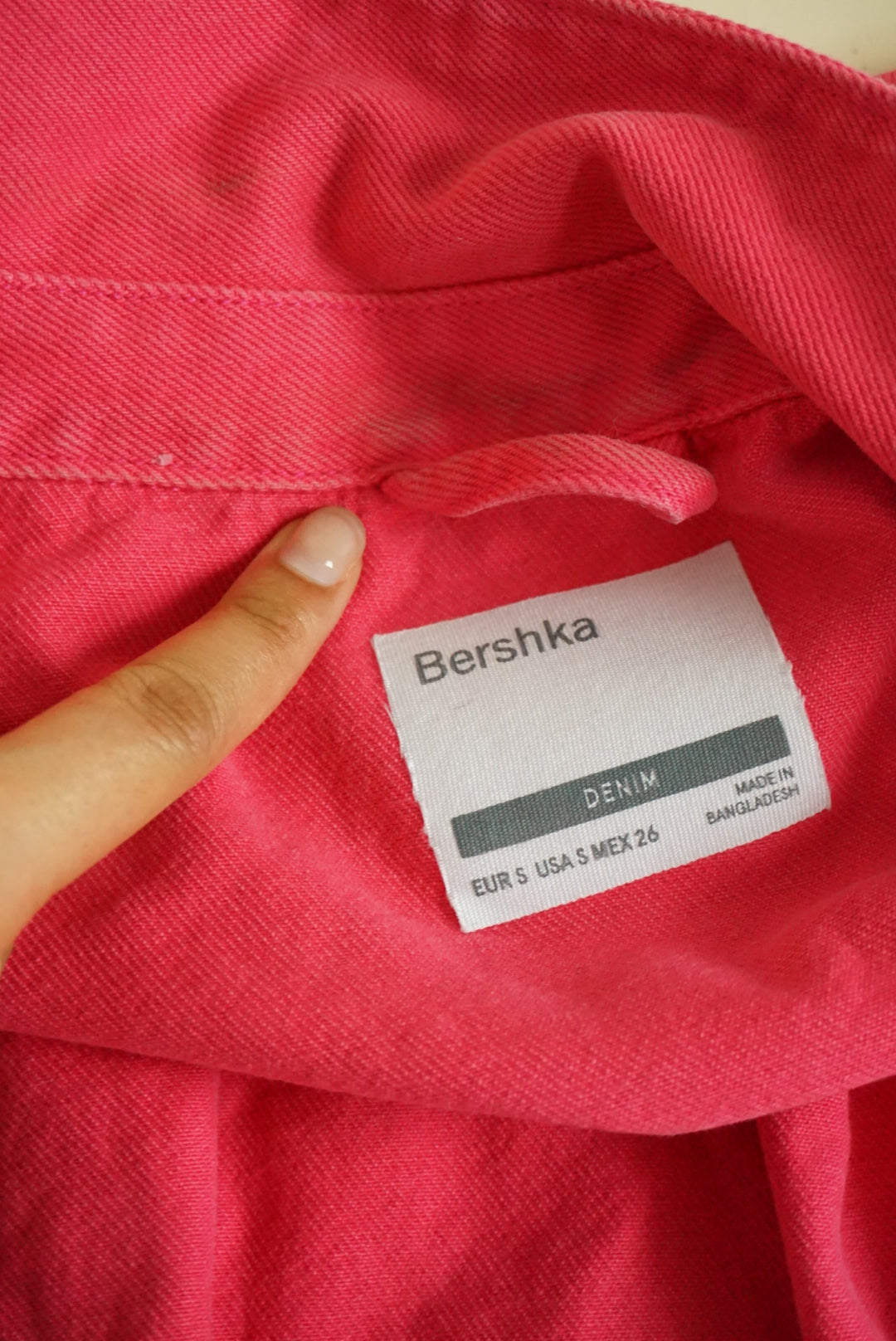 Berksha Pink Oversized Style Pink Jean Denim Jacket - Size Small