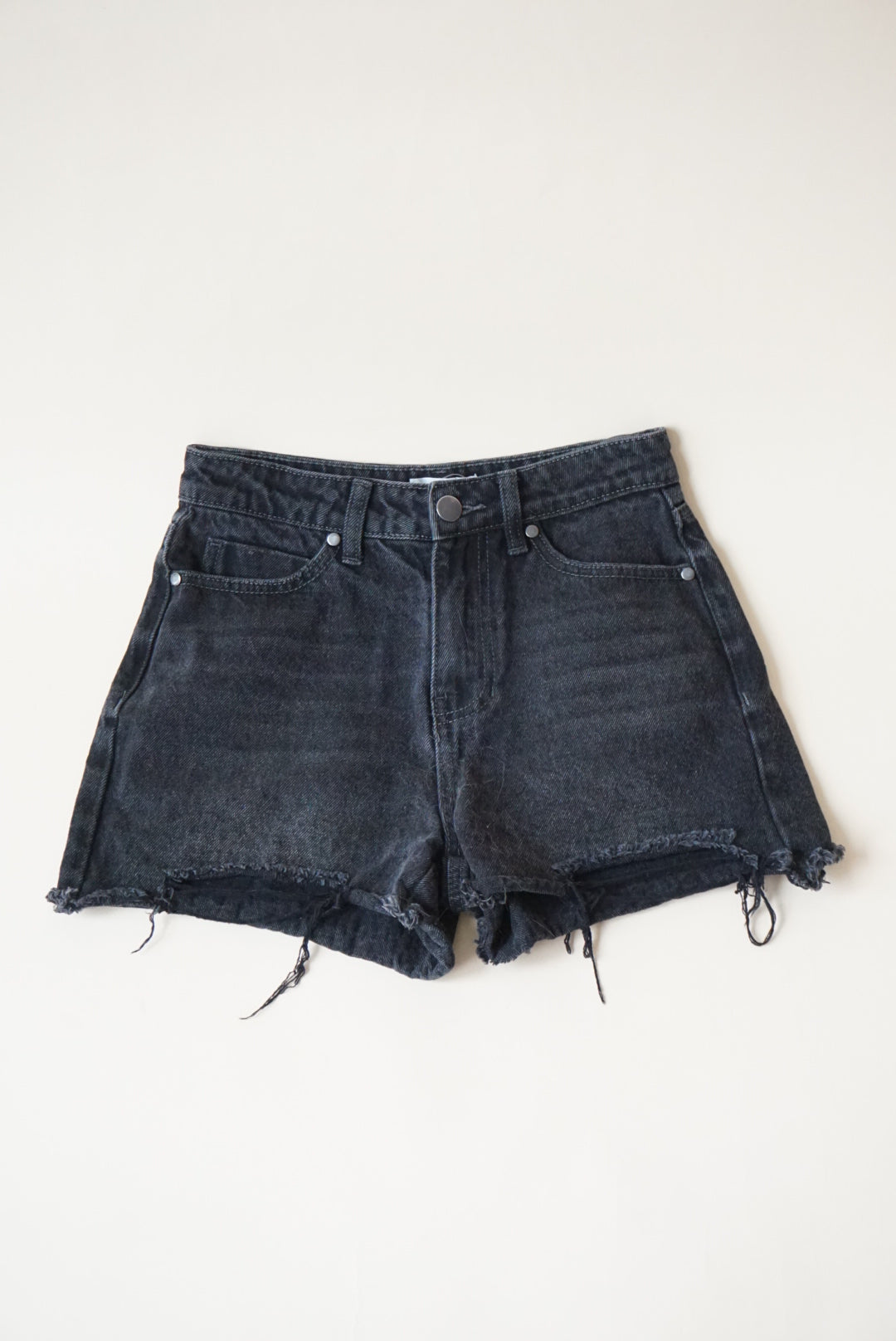 BP Black Denim Frayed Hem Shorts - Size 24