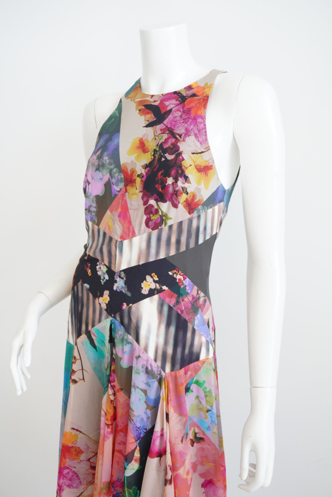 Nicole Miller Atelier Multicolor Patchwork Fairy Silk Blend Dress - Size 4