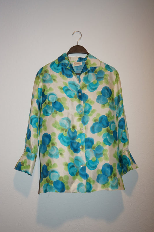 "Mr. Leonard" Silk Floral Blouse - Size Small