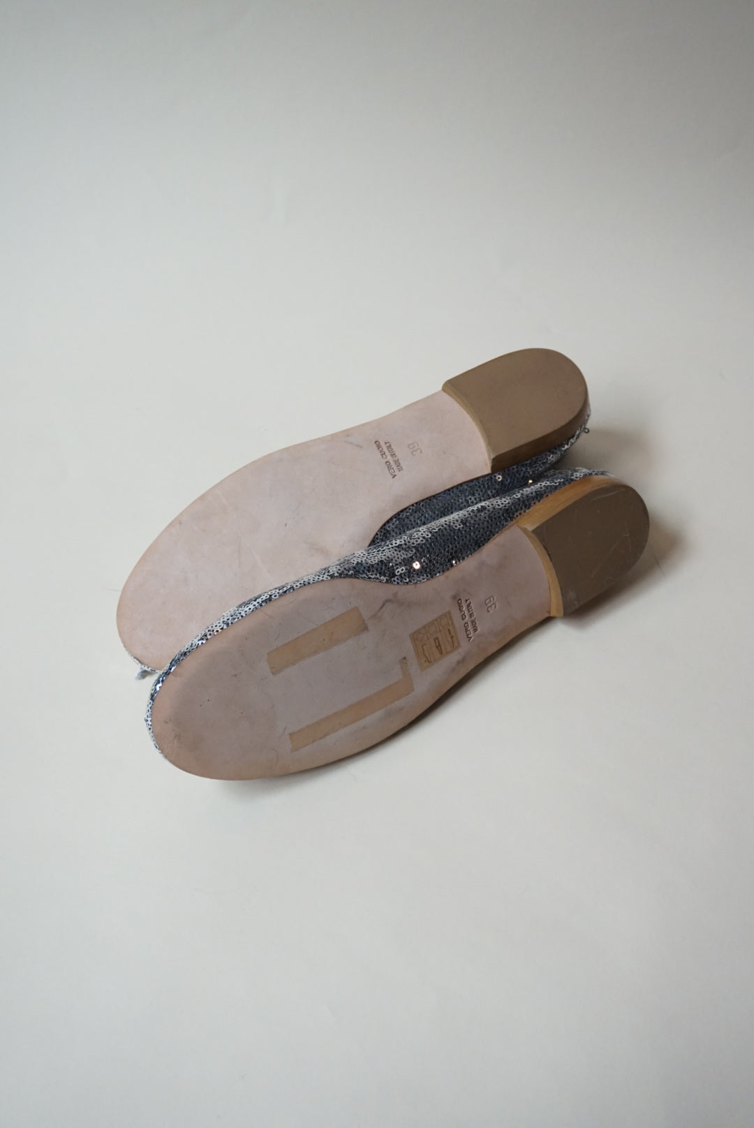 Andrea Carrano Silver Sequin Ballet Flat - Size 39