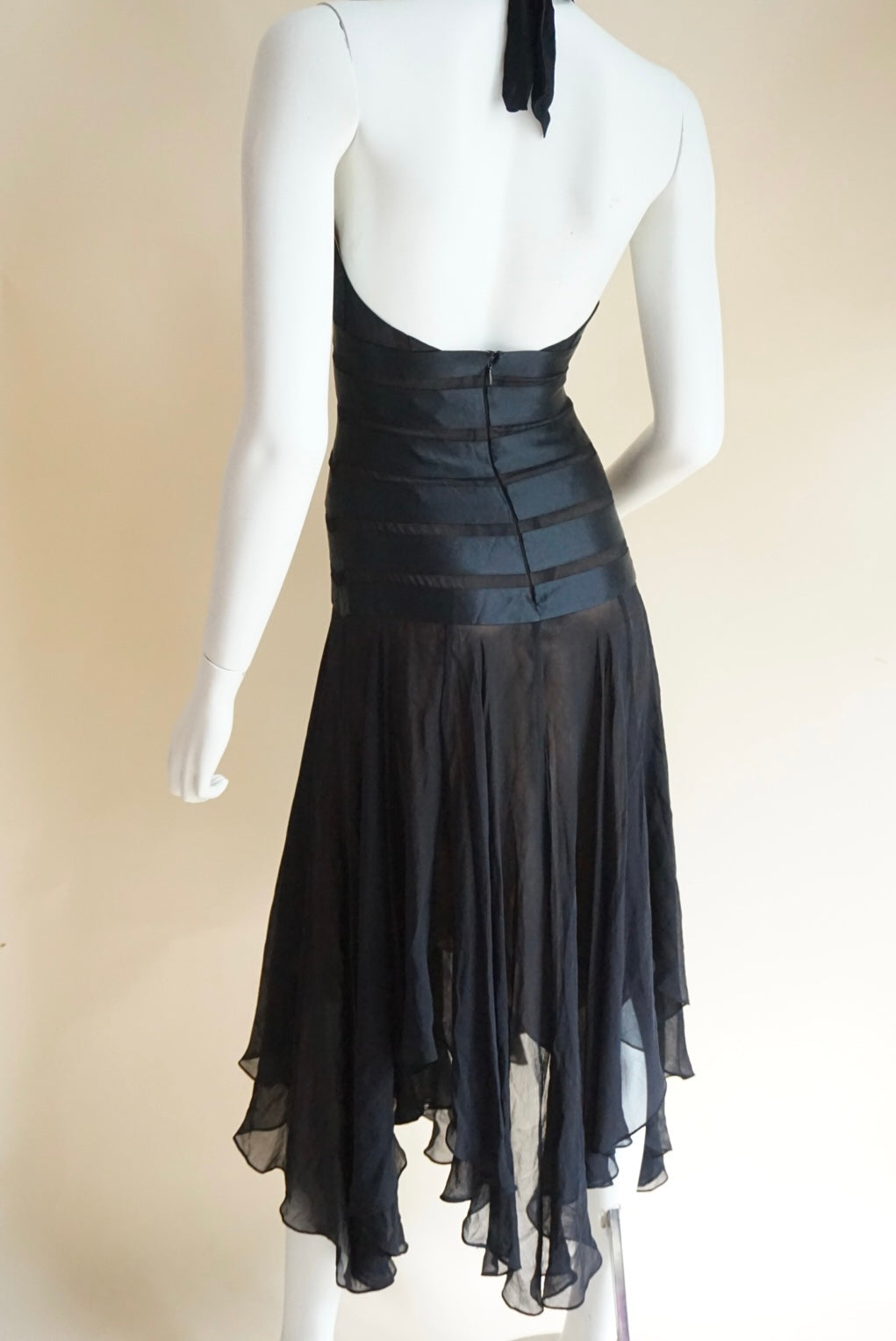 BCBG MAXAZRIA Vintage Black Halter Silk NWT Whimsy Gown - Size 2