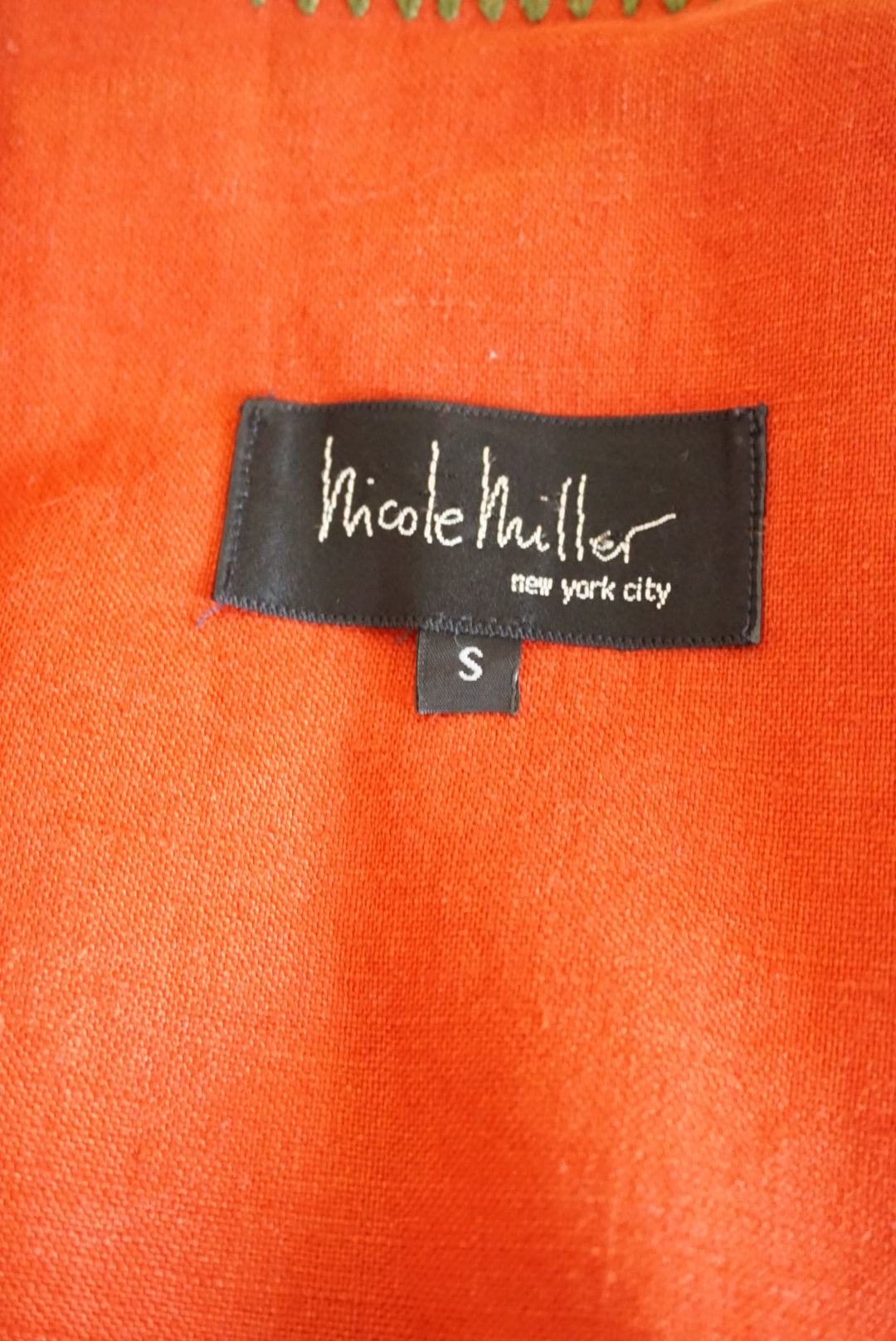 Nicole Miller USA Made VTG Terracotta Linen Colorblock Trim Maxi 90s Dress - Size Small