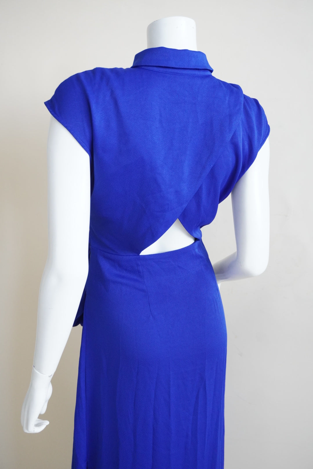 Cushnie For Target Royal Blue Shirt Open Back Dress W/ Front Tie - Size Small