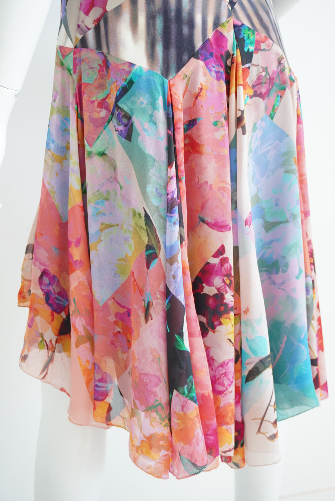 Nicole Miller Atelier Multicolor Patchwork Fairy Silk Blend Dress - Size 4